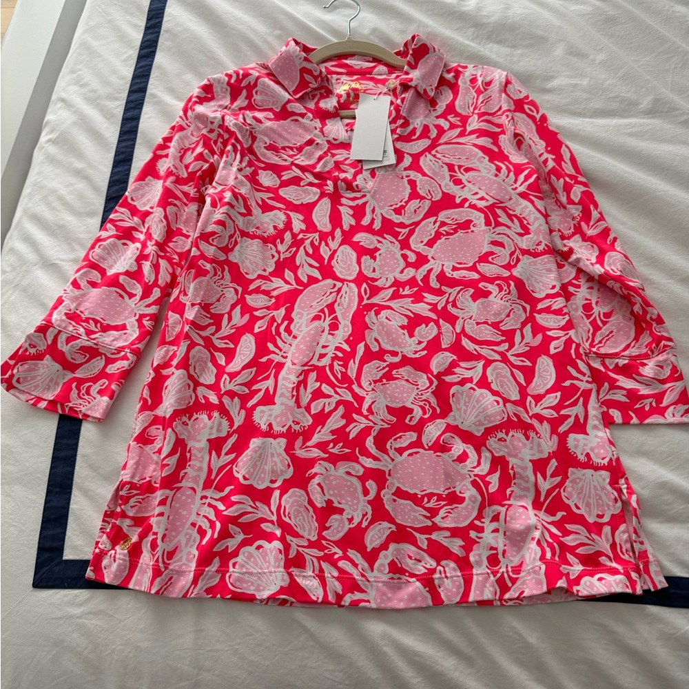 Lilly Pulitzer Coral and White Patterned Blouse